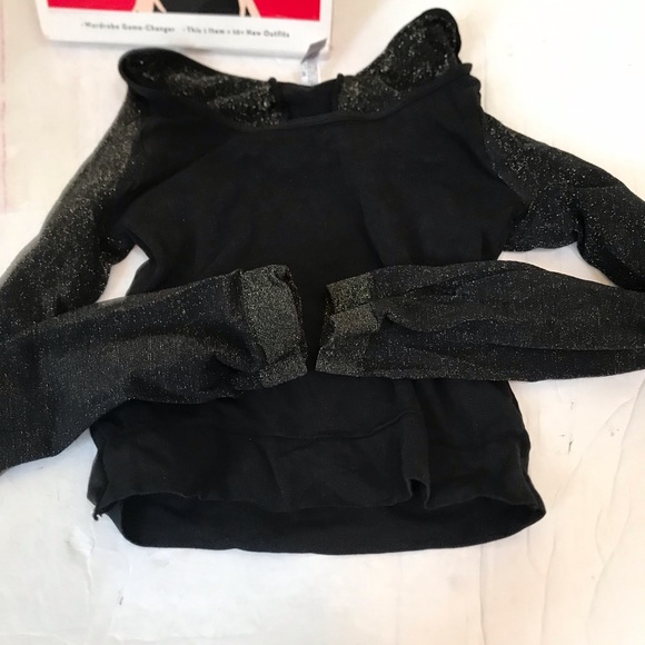 SPANX NEW Arm Tights Layering Piece in Gold Shimmer Crop Control Top Sheer Black - Picture 4 of 15